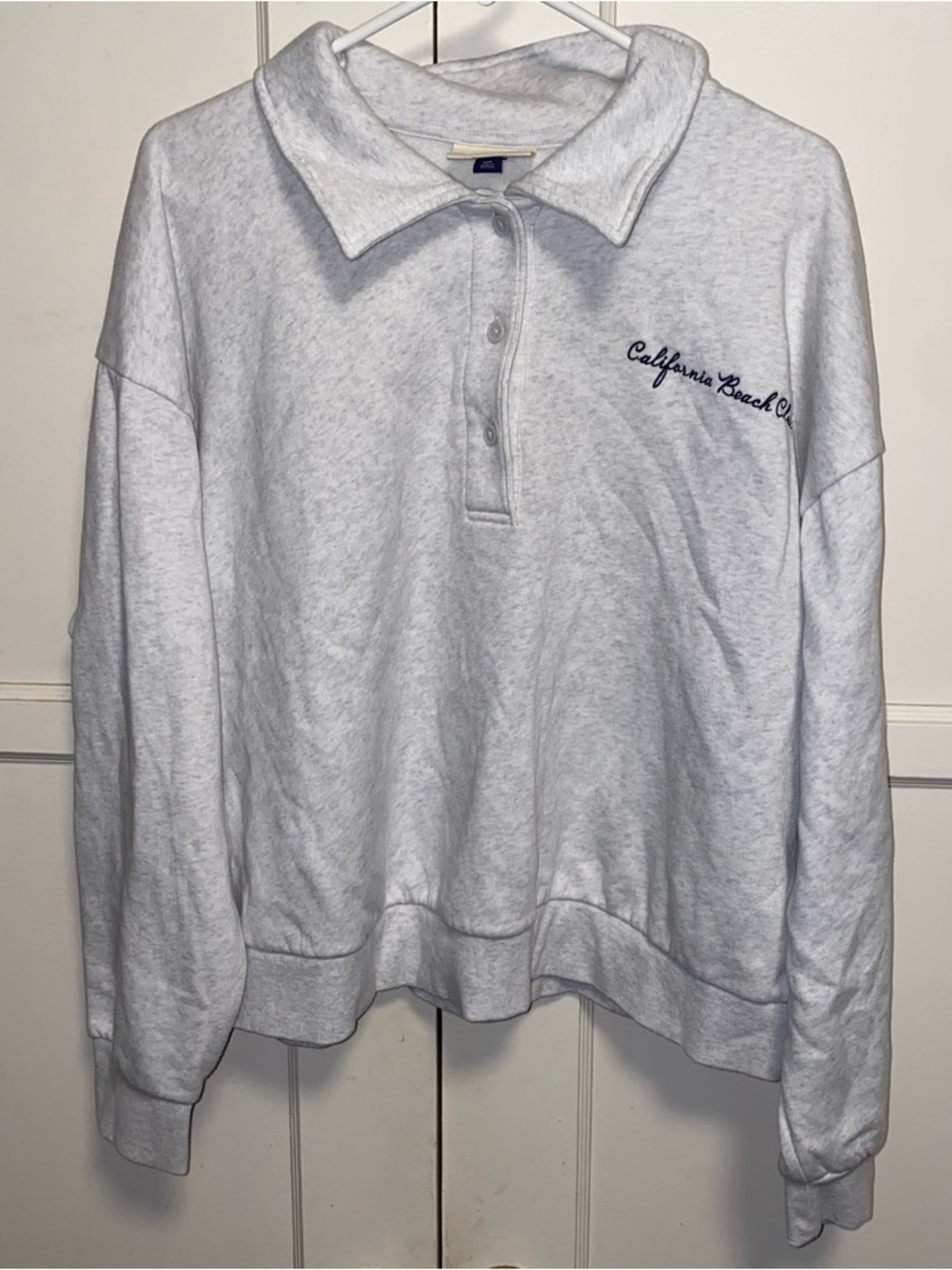 Universal Thread XXL Light Gray Leisure Studio Long Sleeve Fleece Polo Shirt - Picture 2 of 14